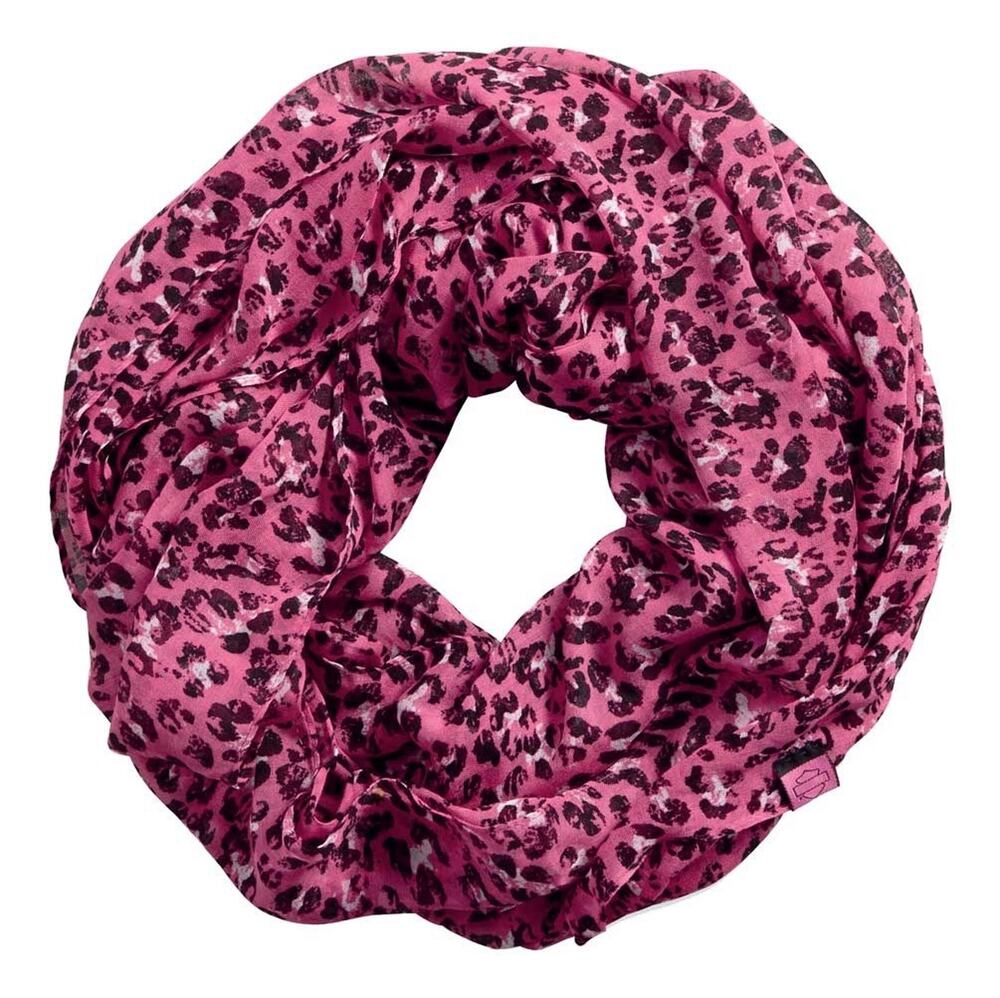 Harley Davidson Womens One Size Pink Black Label Leopard Infinity Scarf Hot Pink